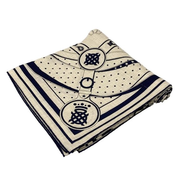 Auth HERMES Carrejean/Shawl Carre 140 - Beige Navy Cashmere Silk Scarf - Picture 1 of 7